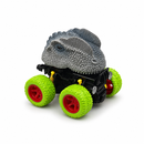 Grey Crested Dinosaur Monster Truck Toy with Large Green Wheels for Kids