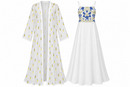 Women’s White Maxi Dress & Printed Robe Set SDR4073 - Free size