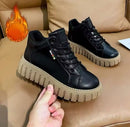 Platform Shoes for Women Boots Leather Lace Up Winter Casual Shoes B106187 (37) - TUZZUT Qatar Online Shopping