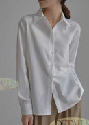 Women Casual Long Sleeve Loose Plus Size Blouse White Shirt S125476 - TUZZUT Qatar Online Shopping