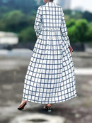 loose pencil dress elegant button front long sleeve 145237 - TUZZUT Qatar Online Shopping