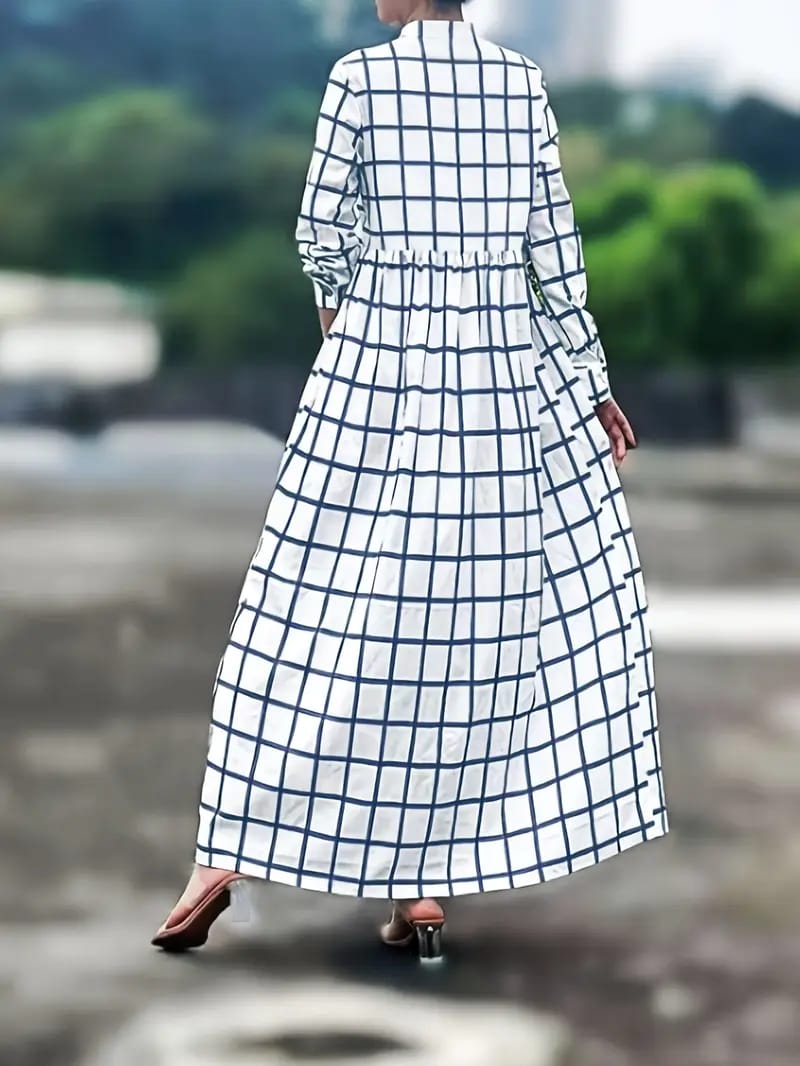 loose pencil dress elegant button front long sleeve 145237 - TUZZUT Qatar Online Shopping