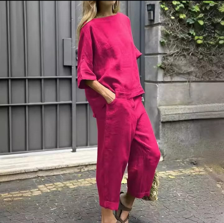 Women's Casual Solid Color Crewneck Top and Pants S4489275 Women's Casual Solid Color Crewneck Top and Pants S4489275