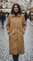 Slim Fit Long Knee Length Woolen Coat 57605 - TUZZUT Qatar Online Shopping