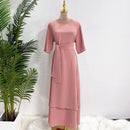 2 Pcs Women's Long Sleeve Solid Color Arabian Set M 525347 - TUZZUT Qatar Online Shopping