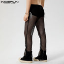 INCERUN Men Pants Mesh Streetwear Hollow Out Transparent Drawstring Sexy Trousers Men Party Vacation Fashion Pantalon L S4502230 - Tuzzut.com Qatar Online Shopping