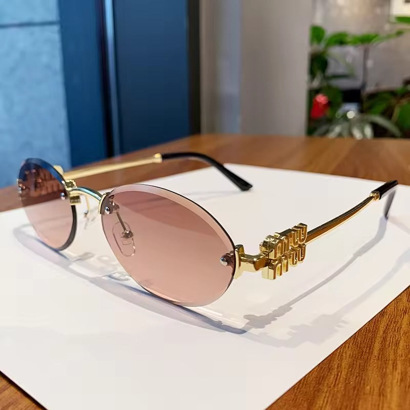 Oval Rimless Cut Edge sunglasses 90289