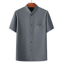 Ice Silk Shirt Men's Summer Dad Suit Grandpa Summer Men's Shirt Elderly Clothes   S4971986 - TUZZUT Qatar Online Shopping