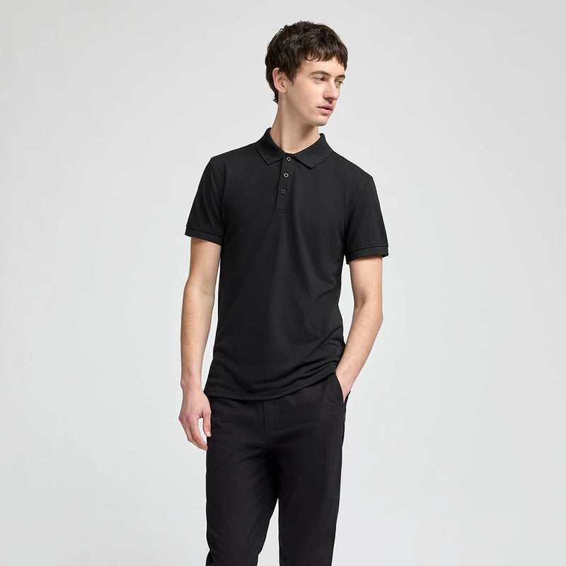 Men’s Solid Polo T-Shirt Black 8029 - TUZZUT Qatar Online Shopping