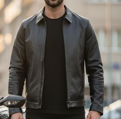 Black Leather Jacket Men B-3315 - TUZZUT Qatar Online Shopping