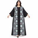 Women’s Black Open-Front Kimono with Mint Geometric Panels SDR 4031 - XL