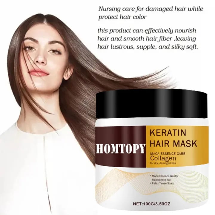 HOMTOPY Collagen Keratin Hair Mask Deep Moisturizing Repair Damaged Hair Anti-drying Split Knot Anti-hair Loss - 100g HOMTOPY Collagen Keratin Hair Mask Deep Moisturizing Repair Damaged Hair Anti-drying Split Knot Anti-hair Loss - 100g