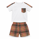 Baby Boys’ White T-Shirt & Beige Check Shorts Set 1599959 – 12–18 Months