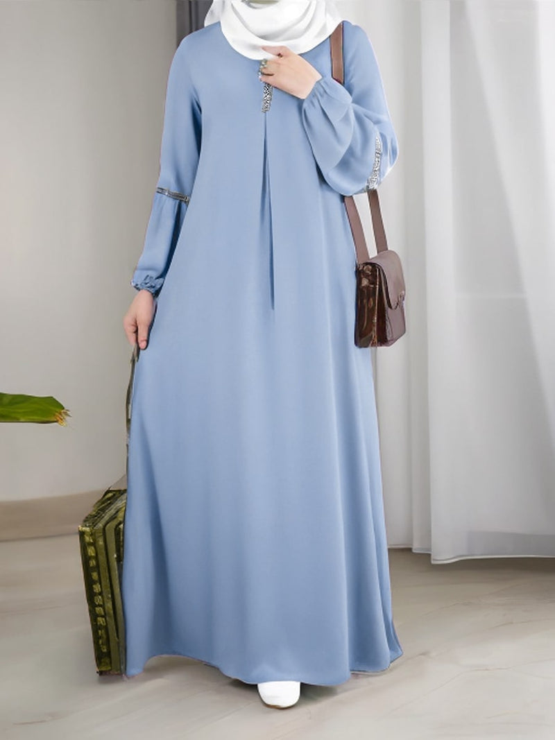Women's Long Sleeve Solid Color Jalabiya 445443