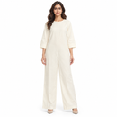 Women’s Ivory Round-Neck Wide-Leg Jumpsuit 125244 - S