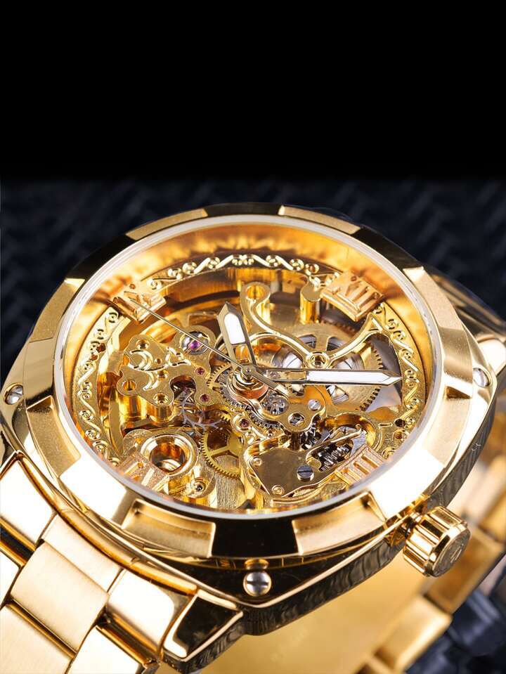 Men Hollow Out Round Pointer Mechanical Watch W6769727