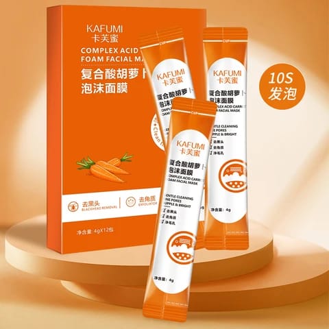 Carrot Foam Mask with Acid Complex Deep Bubble Cleaning Pore Cleansing , Blackhead removal, Exfoliation, Moisturizing (4gm x 12pcs Pack) Carrot Foam Mask with Acid Complex Deep Bubble Cleaning Pore Cleansing , Blackhead removal, Exfoliation, Moisturizing (4gm x 12pcs Pack)