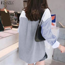 Women Casual Loose Tops Striped Shirt Long Sleeve O-Neck Tops    A9478891 - TUZZUT Qatar Online Shopping