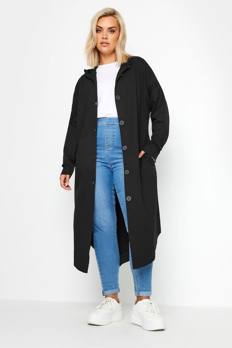 Curve Button Through Hooded Maxi Jacket 55943 Curve Button Through Hooded Maxi Jacket 55943