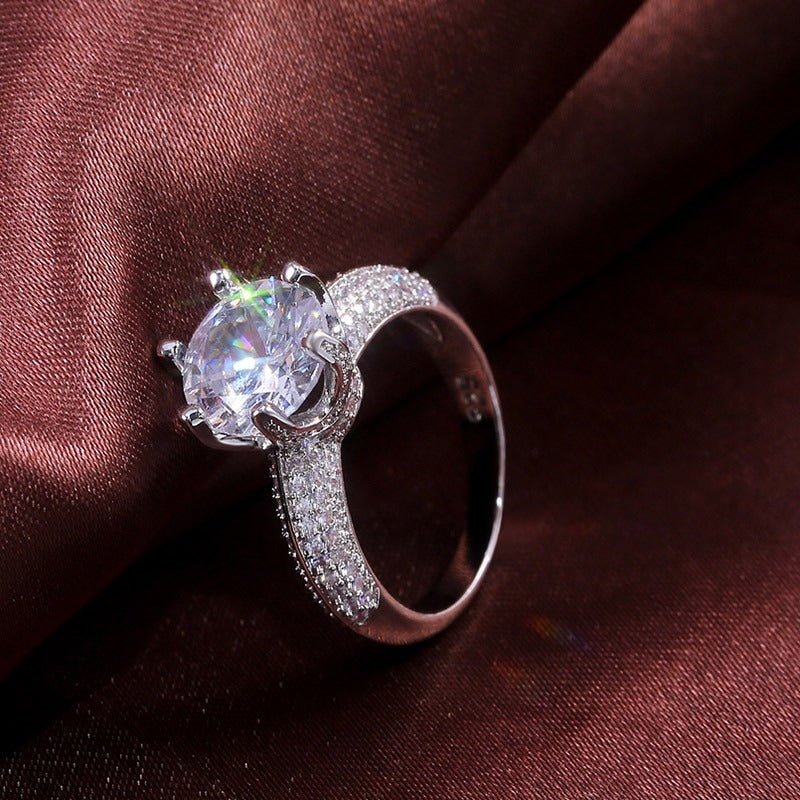 Fashion Luxury Round Cut Cubic Zirconia Bridal Wedding Ring DR8252 - TUZZUT Qatar Online Shopping