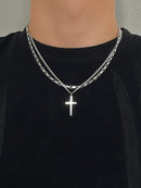 2pcs/Set Men Cross Charm Necklace X 4216612 - Tuzzut.com Qatar Online Shopping