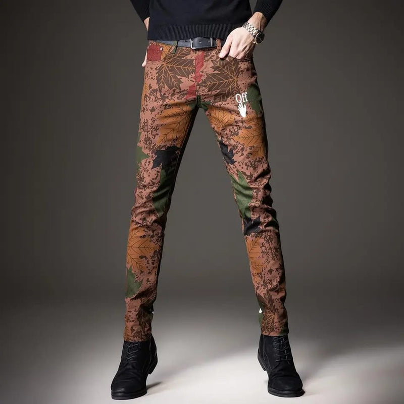 Light Luxury Men’s Street Fashion Full Print Jeans,Korea Version Slim-fit Hip Hop Denim Pants ,Trendy Casual Jeans Pants S3479198 - Tuzzut.com Qatar Online Shopping