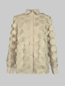 Long Sleeves Loose Buttoned Mesh Polka-Dot Split-Joint Lapel Blouses&Shirts Tops 140093 - TUZZUT Qatar Online Shopping
