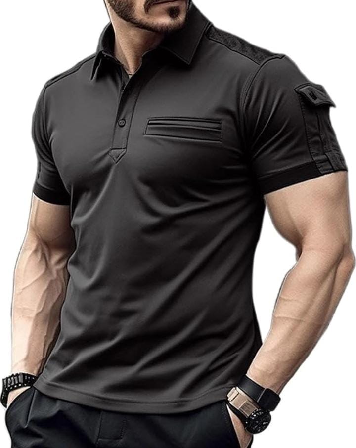 Men V Neck Stylish Short Sleeve Polo Shirt Button Sports T-Shirt with Pocket B717430 Men V Neck Stylish Short Sleeve Polo Shirt Button Sports T-Shirt with Pocket B717430