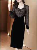 Bridal Sheer Velvet Blended Fabrics Long Sleeves Medium Lace XL S4819748 - Tuzzut.com Qatar Online Shopping