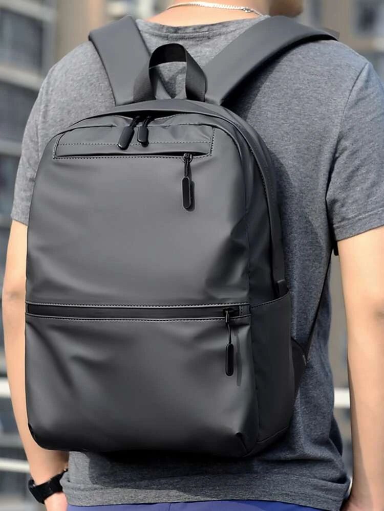 Men Minimalist Double Zipper Backpack S4600973