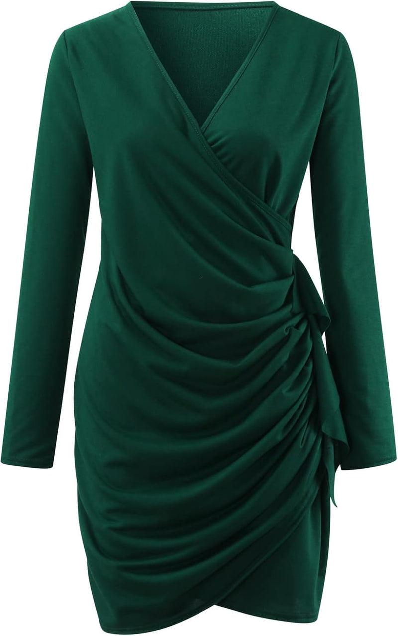 Dress for Women V-Neck Long Sleeve Dress    S4369504 - TUZZUT Qatar Online Shopping