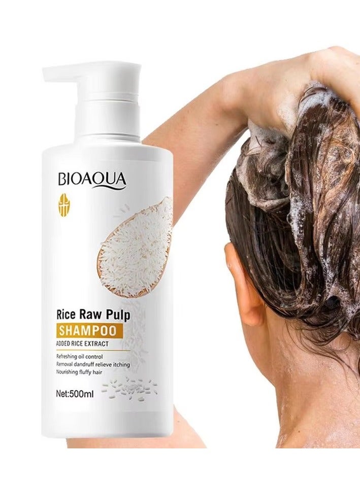 BIOAQUA Rice Puree Shampoo 500ml Removes Grease/Nourishes Hair/Adds Softness