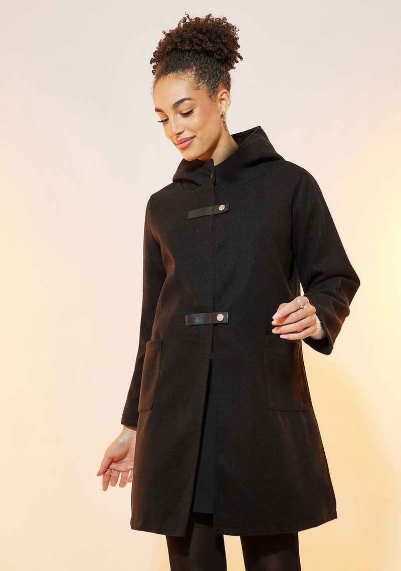 Stylish Regular Fit Button Detail Midi Length Coat B-149001 4XL