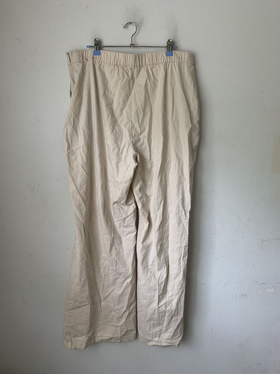 Express Womens Pants Linen Blend Casual Elastic Waist Wide Leg S4396977 Express Womens Pants Linen Blend Casual Elastic Waist Wide Leg S4396977