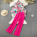 2 Pcs Women's Long Sleeve Graffiti/Hand Painting/Totem Pants Set 404640 - TUZZUT Qatar Online Shopping