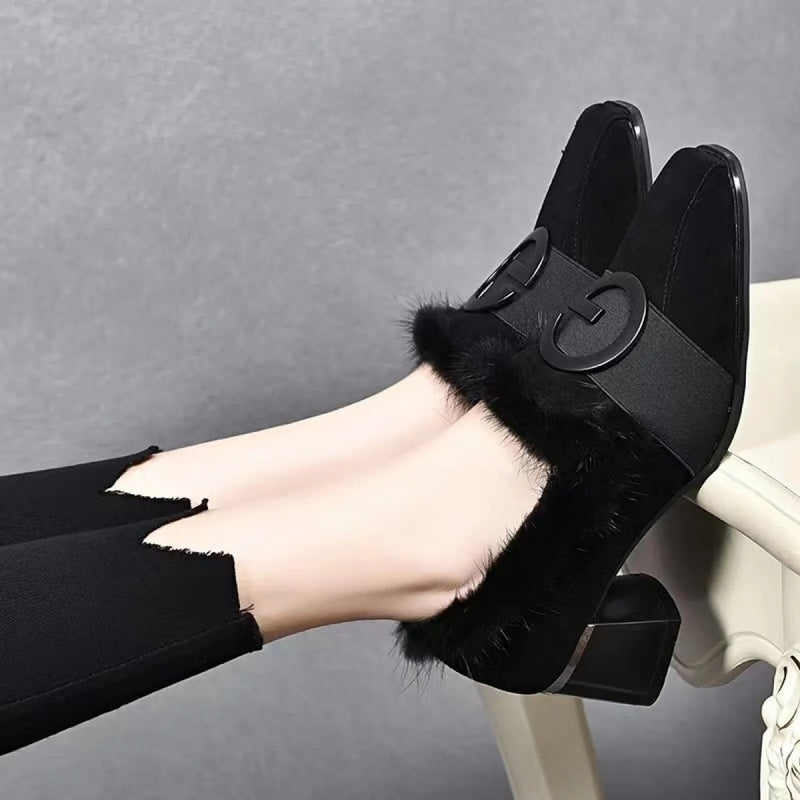 Spring Autumn Korean Version Soft-Soled Thick Heel Shoes S599 - TUZZUT Qatar Online Shopping