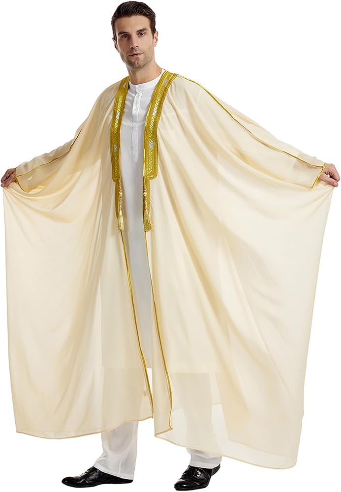 GladThink Muslim Arab Men's Chiffon Outerwear Thobe Thobe Thawb Caftan Dishdasha B300666 GladThink Muslim Arab Men's Chiffon Outerwear Thobe Thobe Thawb Caftan Dishdasha B300666