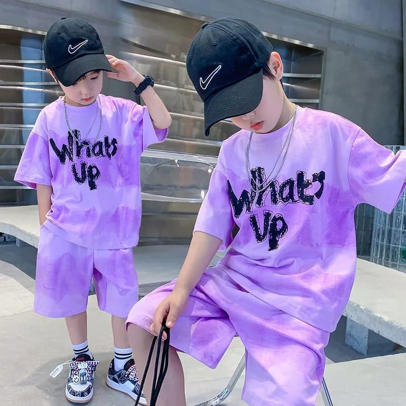 Children Printed Summer Suit 2022 New Cool Handsome Boy Comfortable Loose Short-sleeved Two-piece Sportswear Children Clothing 5-6 Years S4565378 - Tuzzut.com Qatar Online Shopping
