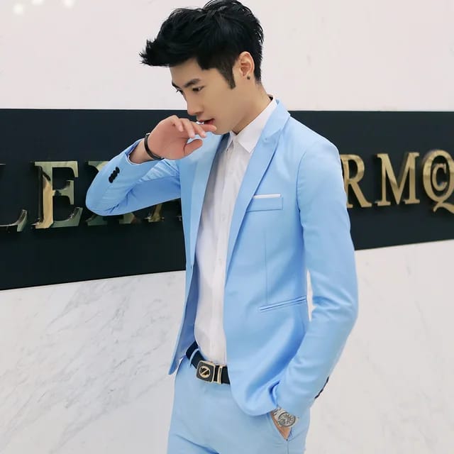 Ice Silk Casual Suit Male Ins Tide Brand Straight Pleated Sports