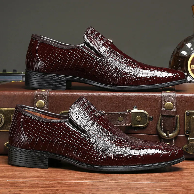 Crocodile-Embossed Leather Shoes 3195 - TUZZUT Qatar Online Shopping