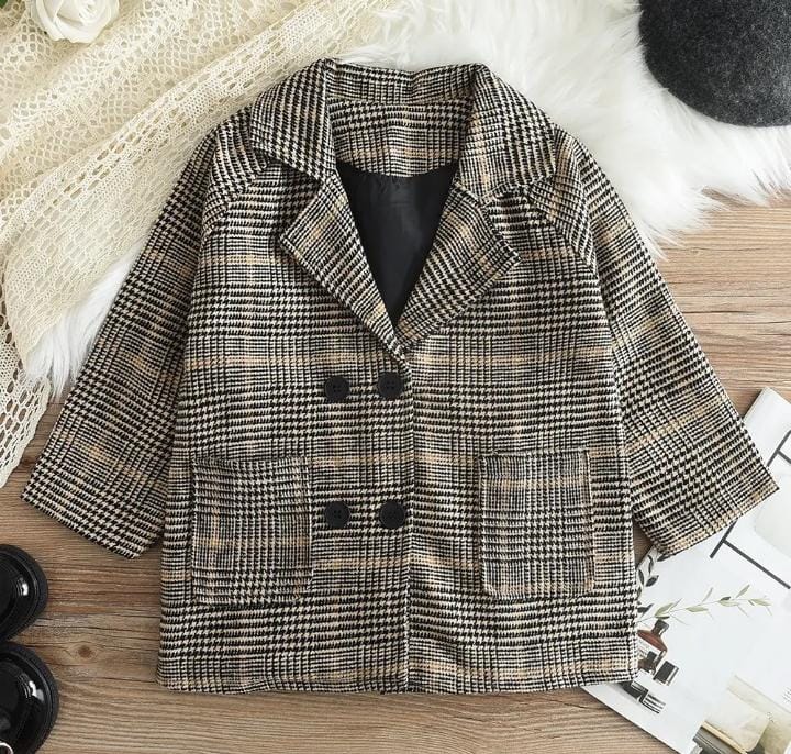 Korean Girls Autumn Winter Jacket Children Long Sleeve Plaid Outwear Coat S043807 Korean Girls Autumn Winter Jacket Children Long Sleeve Plaid Outwear Coat S043807