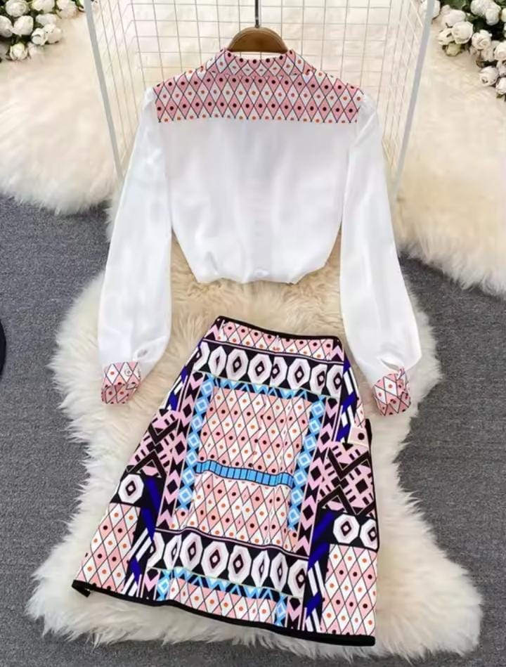 Women's Print Blouse and Skirt Set B57848 Women's Print Blouse and Skirt Set B57848