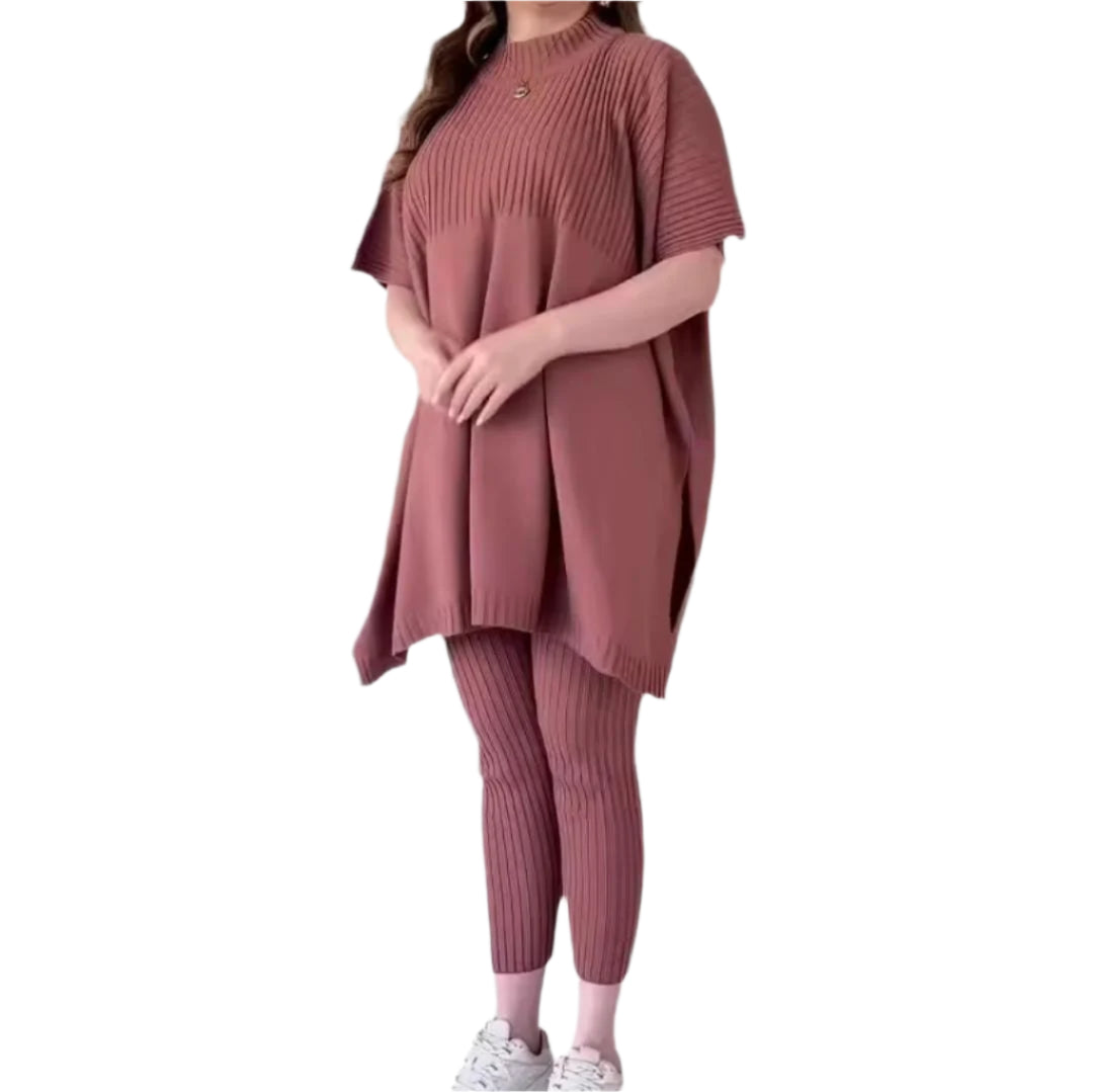 Women Plus Size Loose Knitted Casual Two Piece Set 71743 M Women Plus Size Loose Knitted Casual Two Piece Set 71743 M
