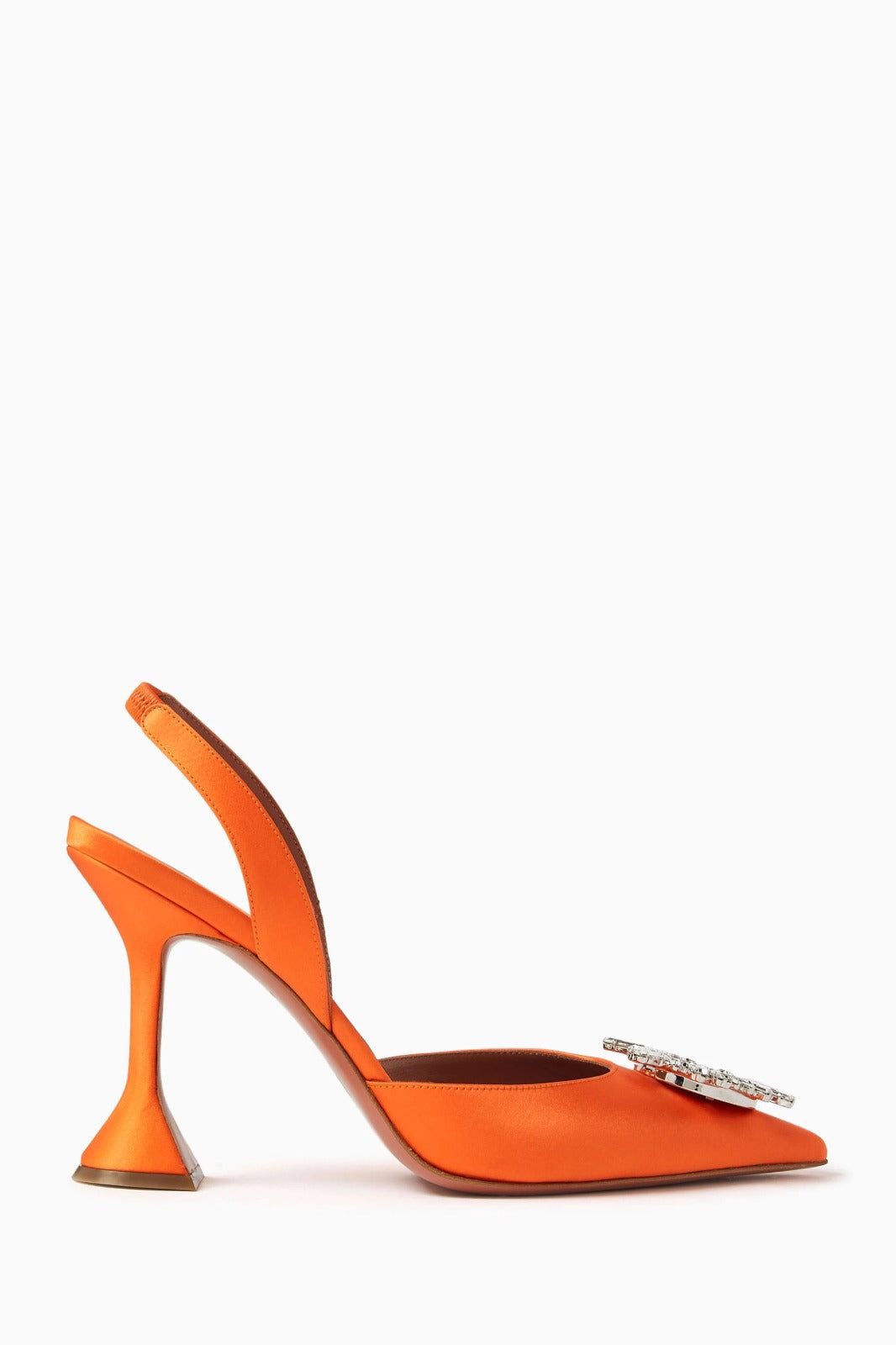 Orange Satin Begum Crystal-Embellished Slingback Sandals S3767150 Orange Satin Begum Crystal-Embellished Slingback Sandals S3767150