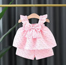 Girl Infant Colorful Dot Flying Sleeve Top Short Sleeve Set   1656790 - TUZZUT Qatar Online Shopping