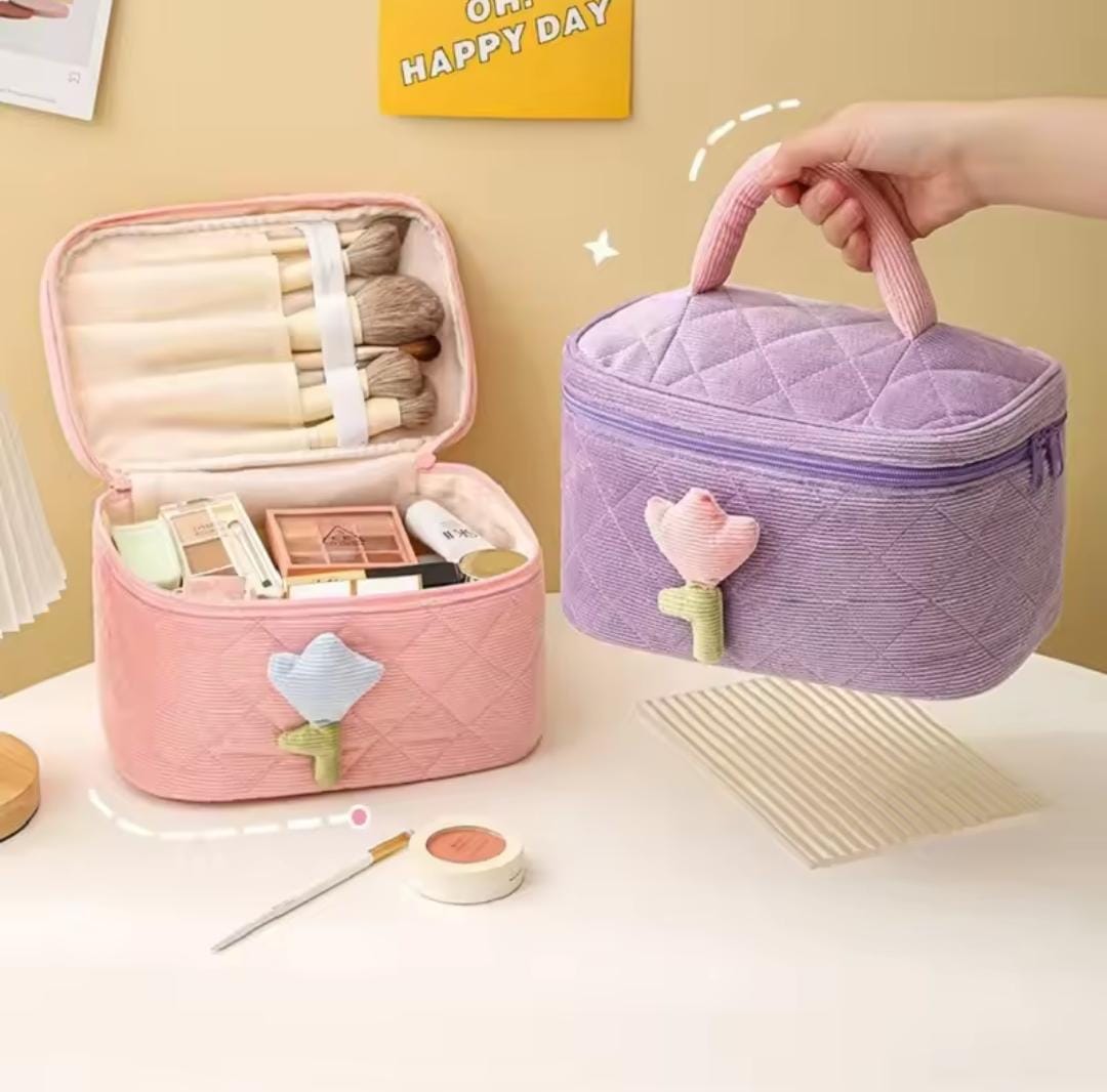 Fashion Women's Tulip Flowers Pouch Travel Cosmetic Bag S4628879 Fashion Women's Tulip Flowers Pouch Travel Cosmetic Bag S4628879