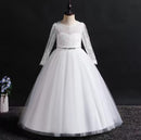 Kid's Long Sleeve Lace Tulle Flower Dress   S5111470 - TUZZUT Qatar Online Shopping