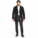 Black Short Trench Jacket with Zip Chest Pocket MC-A28