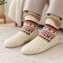 Cream Cable-Knit Slipper Socks with Plush Lining