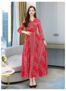 Summer Vintage Chiffon Beach Boho Maxi Dress Women Elegant Striped Print Bodycon Prom Dress Long Sleeve Party Night Vestido X4396079 - Tuzzut.com Qatar Online Shopping